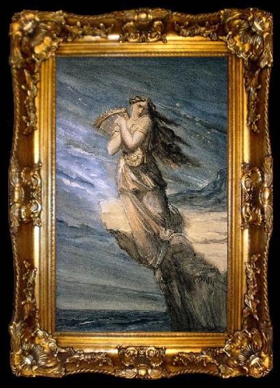 framed  Theodore Chasseriau Sappho Leaping into the Sea from the Leucadian Promontory, ta009-2